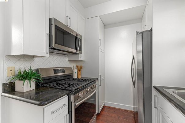 Interior, Kitchen, Stainless Steel Appliances, Wood Texture Flooring