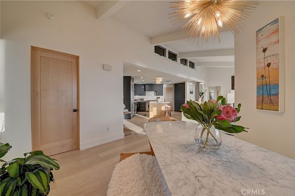 Dining room, Interior, Kitchen, Recessed Lighting, Stainless Steel Appliances, Wood Texture Flooring