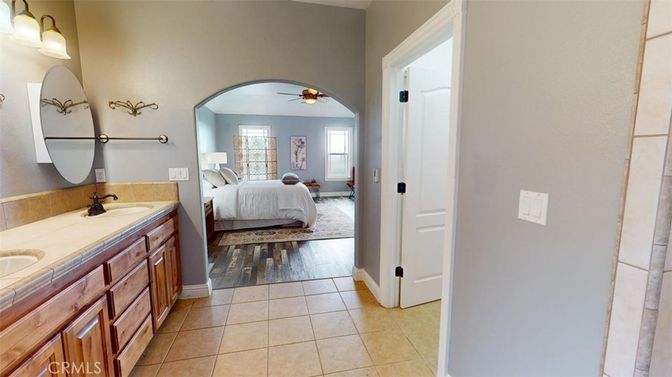 Bathroom, Bedroom, Dual Sink Vanities, Interior, Tile Countertops, Wood Texture Flooring