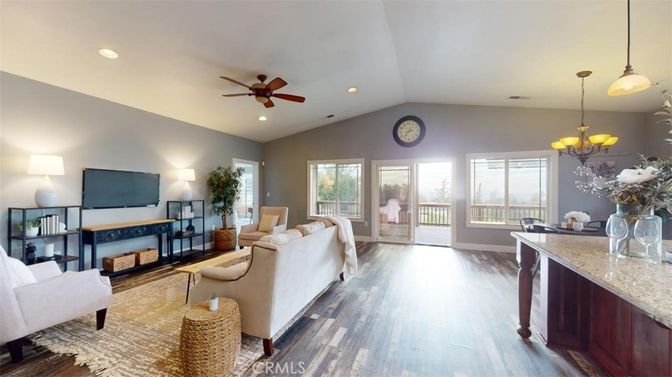 Chandelier, Interior, Living room, Recessed Lighting, Wood Texture Flooring