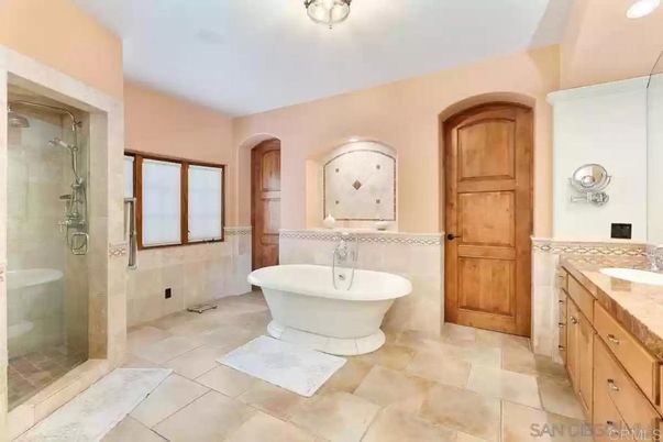 Bathroom, Dual Sink Vanities, Free Standing Baths, Glass Shower, Interior