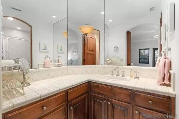 Bathroom, Interior, Recessed Lighting, Tile Countertops