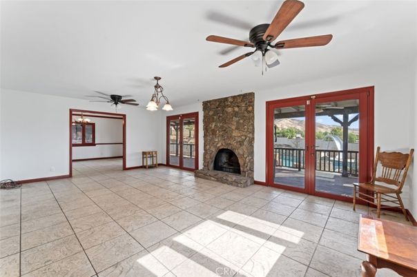 Empty room, Fireplace, Interior, Pendant Lights