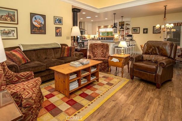 Dining room, Interior, Kitchen, Living room, Pendant Lights, Recessed Lighting, Stainless Steel Appliances, Wood Texture Flooring