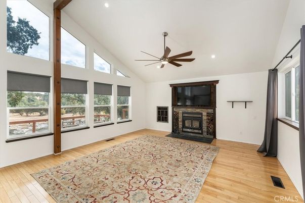 Fireplace, Interior, Recessed Lighting, Wood Texture Flooring