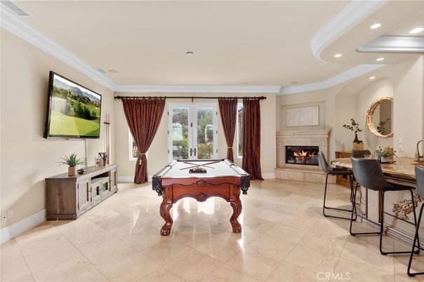 Billiard Table, Fireplace, Game Room, Interior, Recessed Lighting