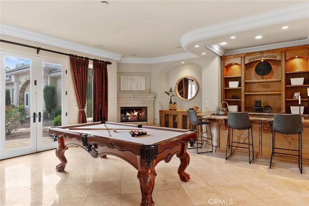 Billiard Table, Fireplace, Game Room, Interior, Recessed Lighting