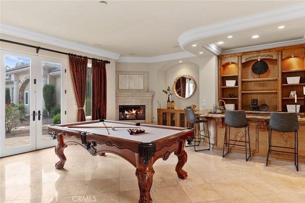 Billiard Table, Fireplace, Game Room, Interior, Recessed Lighting