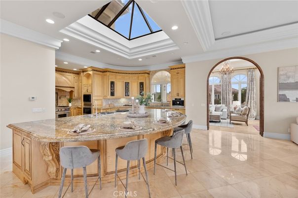 Chandelier, Interior, Kitchen, Recessed Lighting, Stainless Steel Appliances