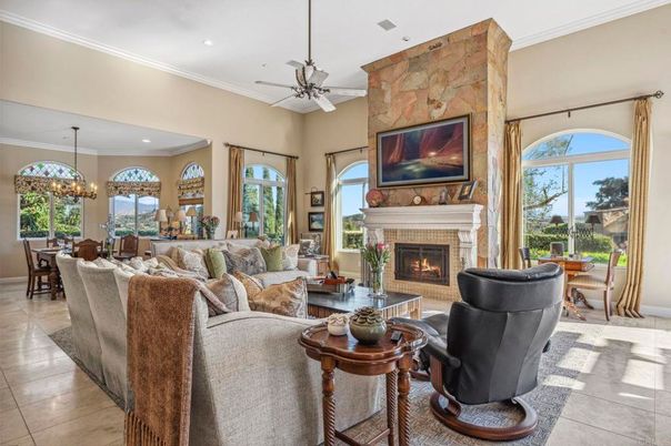 Dining room, Fireplace, Interior, Living room, Pendant Lights, Recessed Lighting