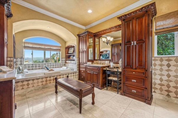 Bathroom, Chandelier, Interior, Recessed Lighting