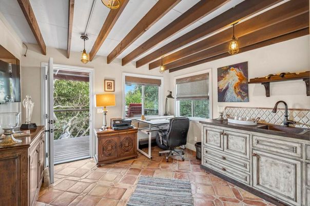 Home Office, Interior, Pendant Lights, Wooden Beams