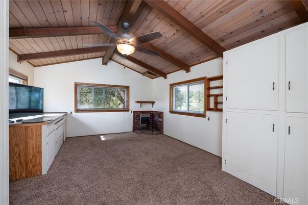 Empty room, Fireplace, Interior, Wooden Beams, Wooden Ceilings