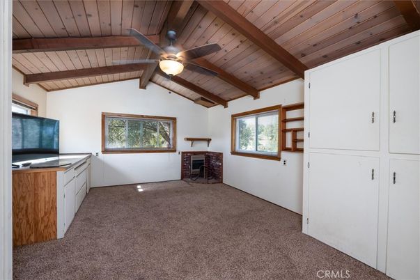 Empty room, Fireplace, Interior, Wooden Beams, Wooden Ceilings