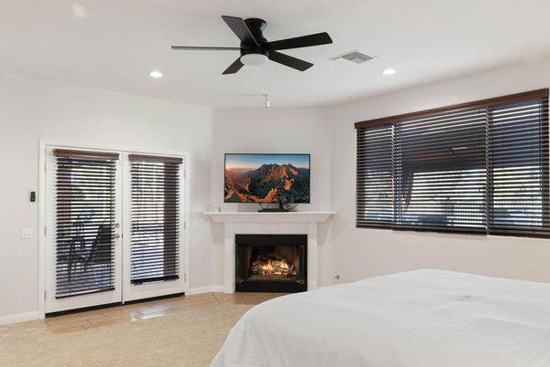 Bedroom, Fireplace, Interior, Recessed Lighting