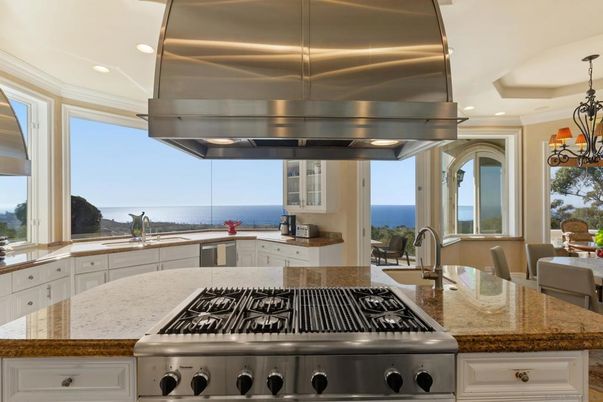 Chandelier, Interior, Kitchen, Recessed Lighting, Stainless Steel Appliances, Water