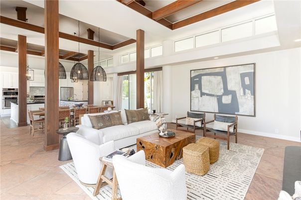 Dining room, Interior, Kitchen, Living room, Pendant Lights, Recessed Lighting, Wooden Beams
