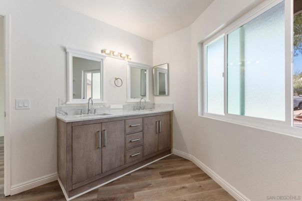Bathroom, Dual Sink Vanities, Interior, Wood Texture Flooring