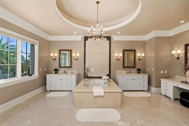 Bathroom, Dual Sink Vanities, Interior, Pendant Lights, Recessed Lighting