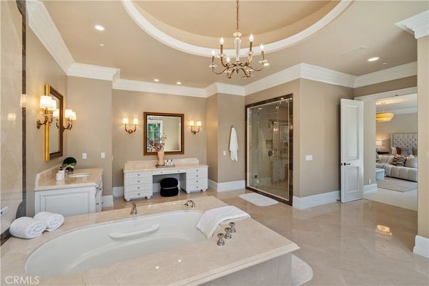 Bathroom, Bedroom, Glass Shower, Interior, Pendant Lights, Recessed Lighting