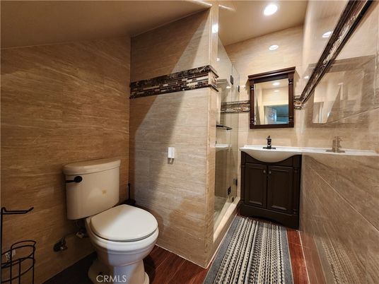 Bathroom, Interior, Recessed Lighting, Wood Texture Flooring