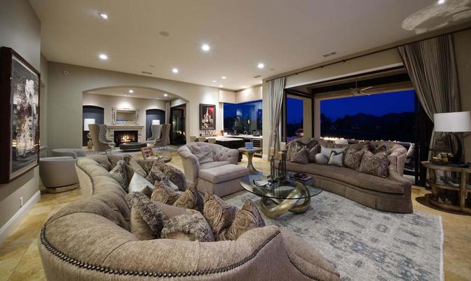 Fireplace, Interior, Living room, Recessed Lighting