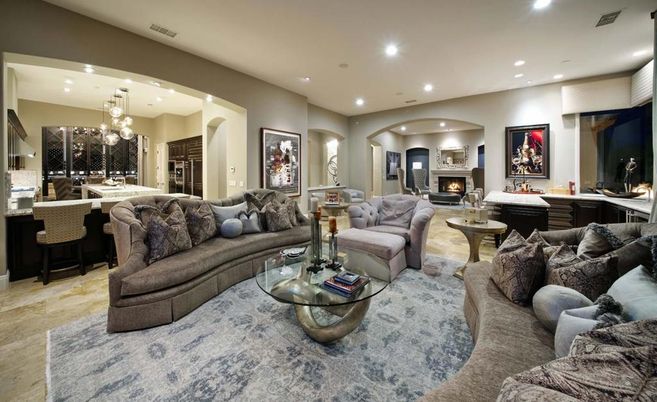 Fireplace, Interior, Living room, Pendant Lights, Recessed Lighting