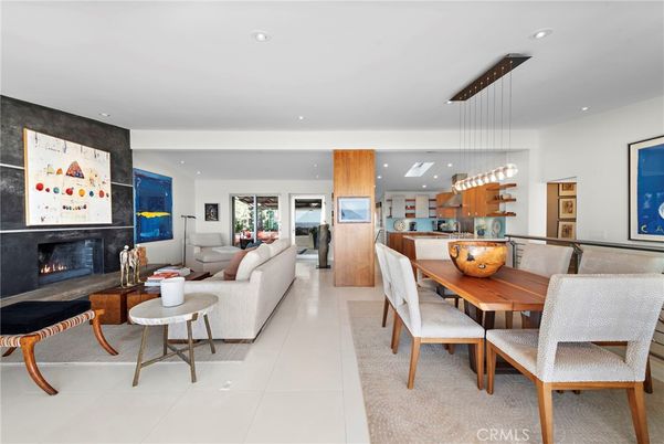 Dining room, Fireplace, Interior, Kitchen, Living room, Pendant Lights, Recessed Lighting