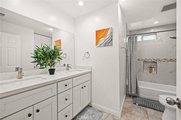 Bathroom, Dual Sink Vanities, Interior, Marble Walls, Recessed Lighting