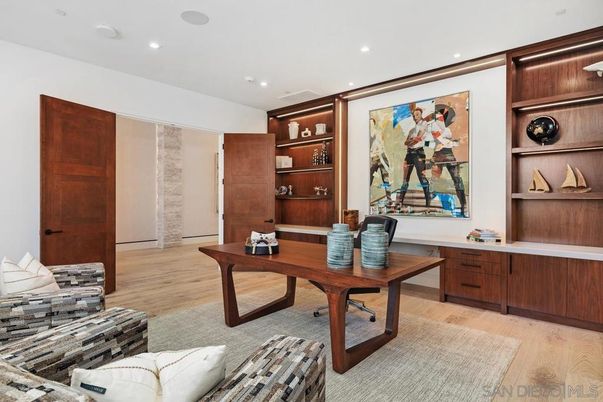 Home Office, Interior, Recessed Lighting, Wood Texture Flooring