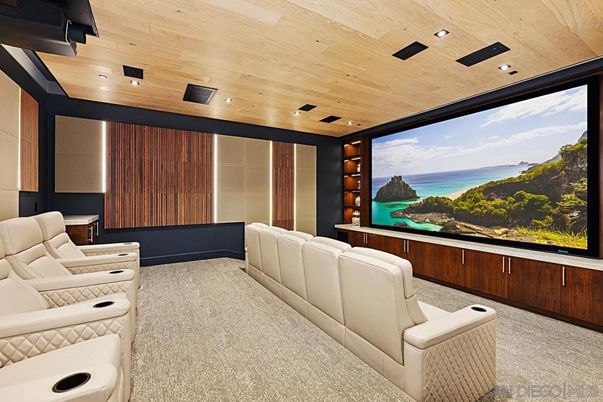 Home Theatre Room, Interior, Projection Screen, Recessed Lighting, Theatre Room, Wooden Ceilings