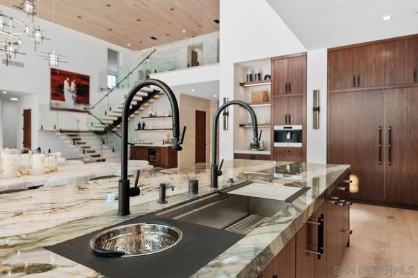 Chandelier, Interior, Kitchen, Recessed Lighting, Wooden Ceilings, Wood Texture Flooring