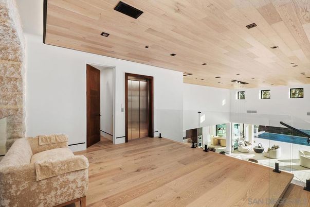 Elevator, Interior, Recessed Lighting, Wooden Ceilings, Wood Texture Flooring