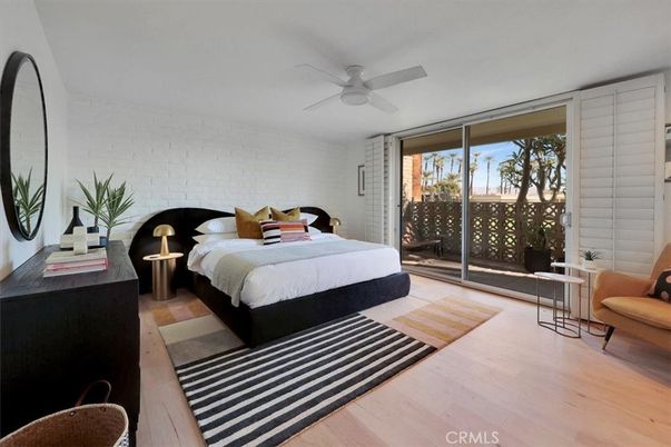 Bedroom, Interior, Stone Walls, Wood Texture Flooring
