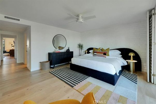 Bedroom, Interior, Stone Walls, Wood Texture Flooring