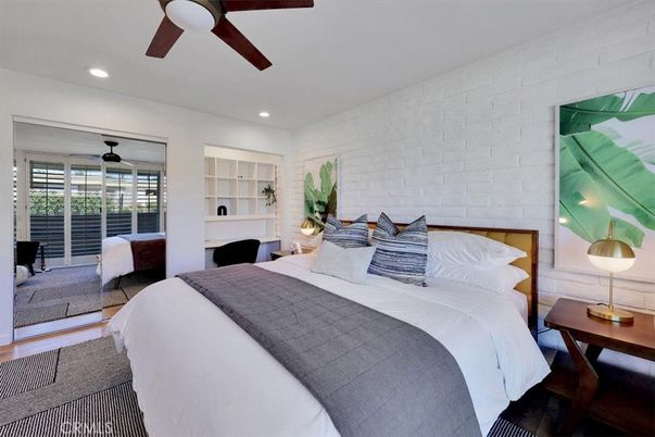 Bedroom, Interior, Recessed Lighting, Stone Walls