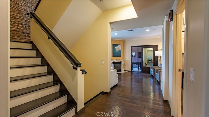 Fireplace, Interior, Recessed Lighting, Wood Texture Flooring