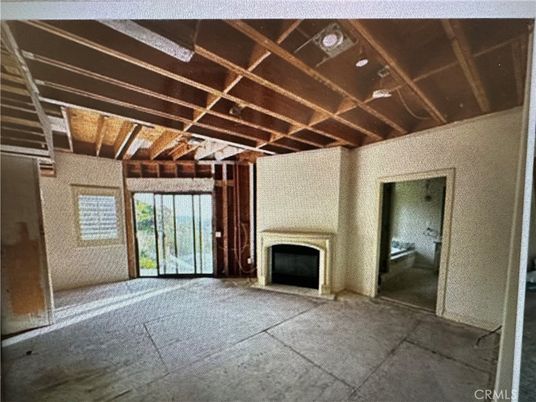 Empty room, Fireplace, Interior, Wooden Beams, Wooden Ceilings