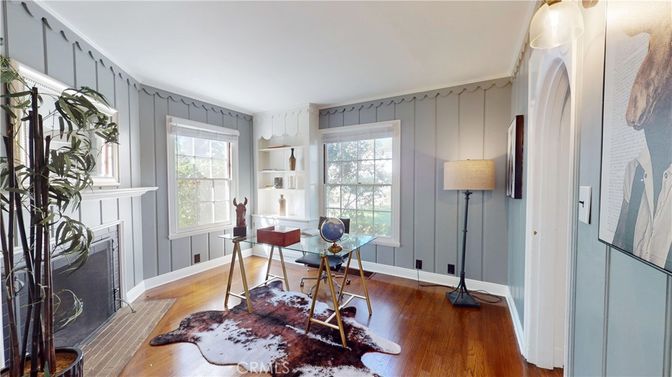 Fireplace, Home Office, Interior, Wood Texture Flooring