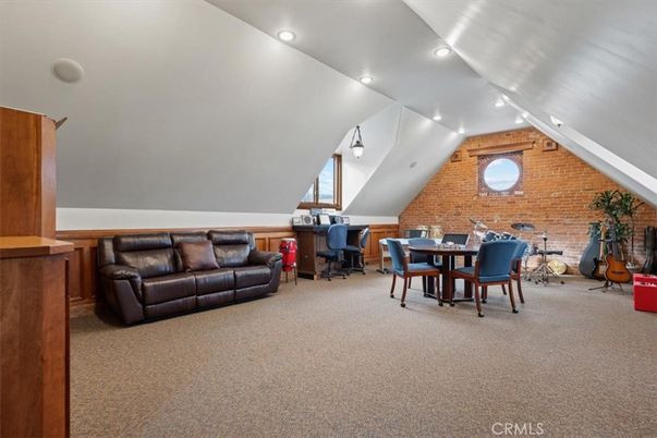 Dining room, Interior, Recessed Lighting, Stone Walls