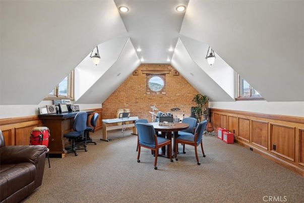 Home Office, Interior, Recessed Lighting, Stone Walls