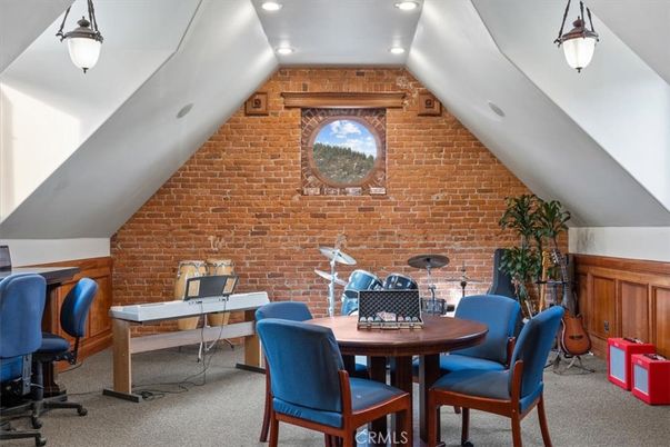Home Office, Interior, Recessed Lighting, Stone Walls