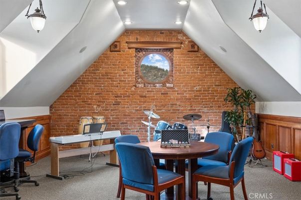 Home Office, Interior, Recessed Lighting, Stone Walls
