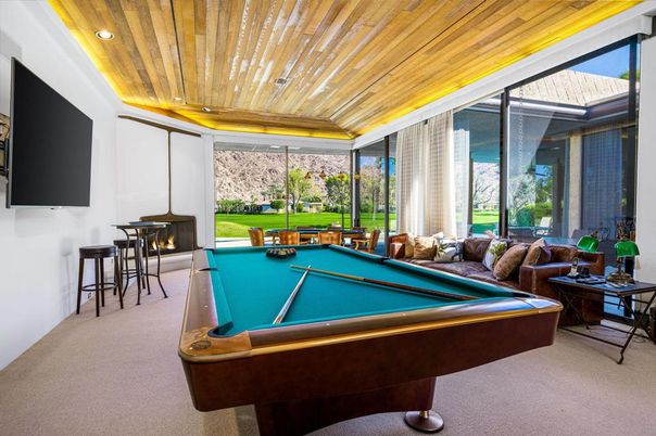 Billiard Table, Game Room, Interior, Living room, Recessed Lighting, Wooden Ceilings