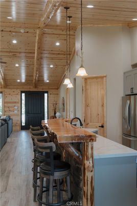 Interior, Kitchen, Pendant Lights, Recessed Lighting, Wooden Beams, Wooden Ceilings, Wood Texture Flooring