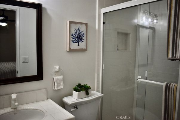 Bathroom, Glass Shower, Interior, Tile Countertops