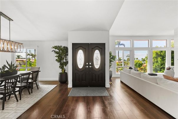 Dining room, Interior, Living room, Pendant Lights, Wood Texture Flooring