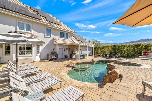 Exterior, Pool, Solar Panels