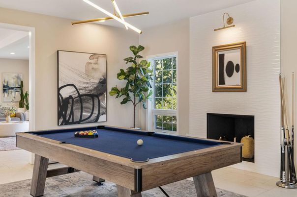 Billiard Table, Fireplace, Game Room, Interior