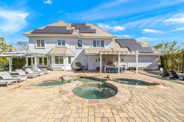 Exterior, Pool, Solar Panels